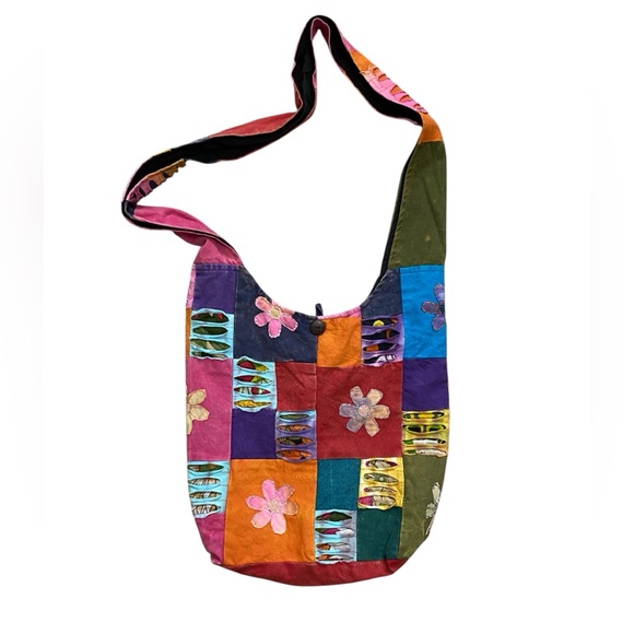 Original Collection Happy Flowers Patchwork Crossbody Handbag - Picture 1 of 6